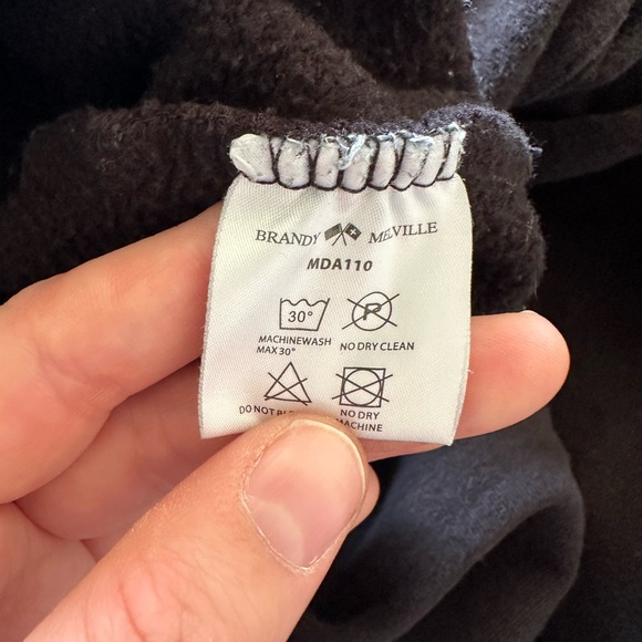 Brandy Melville Black Cotton Butterfly Hoodie Classic Neutral Sweatshirt size S - Picture 8 of 9